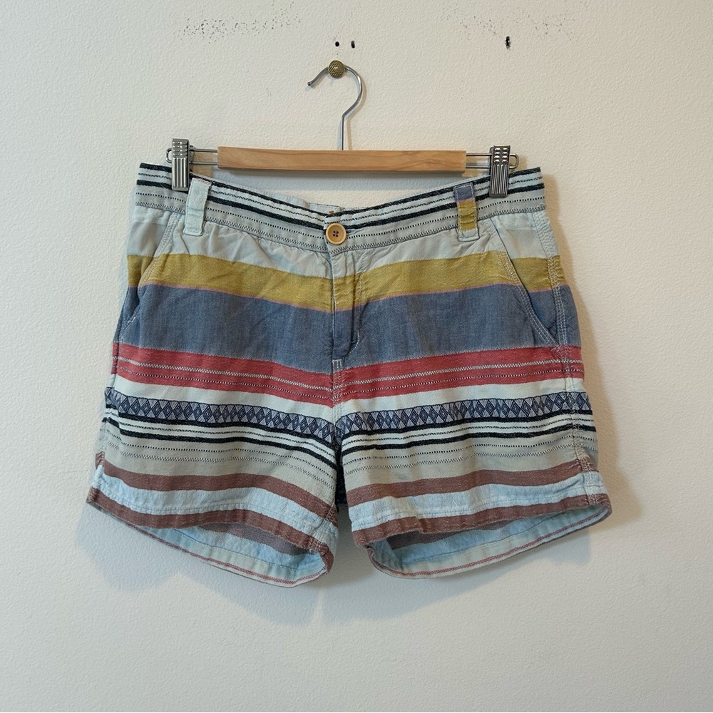 Dylan Anthropologie Cotton Weekend Shorts Size Medium Blue Multicolor Stripes